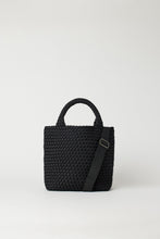 Load image into Gallery viewer, Andreina Ciudad crossbody handwoven fabric tote bag in black.