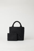 Load image into Gallery viewer, Andreina Ciudad crossbody handwoven fabric tote bag in black.