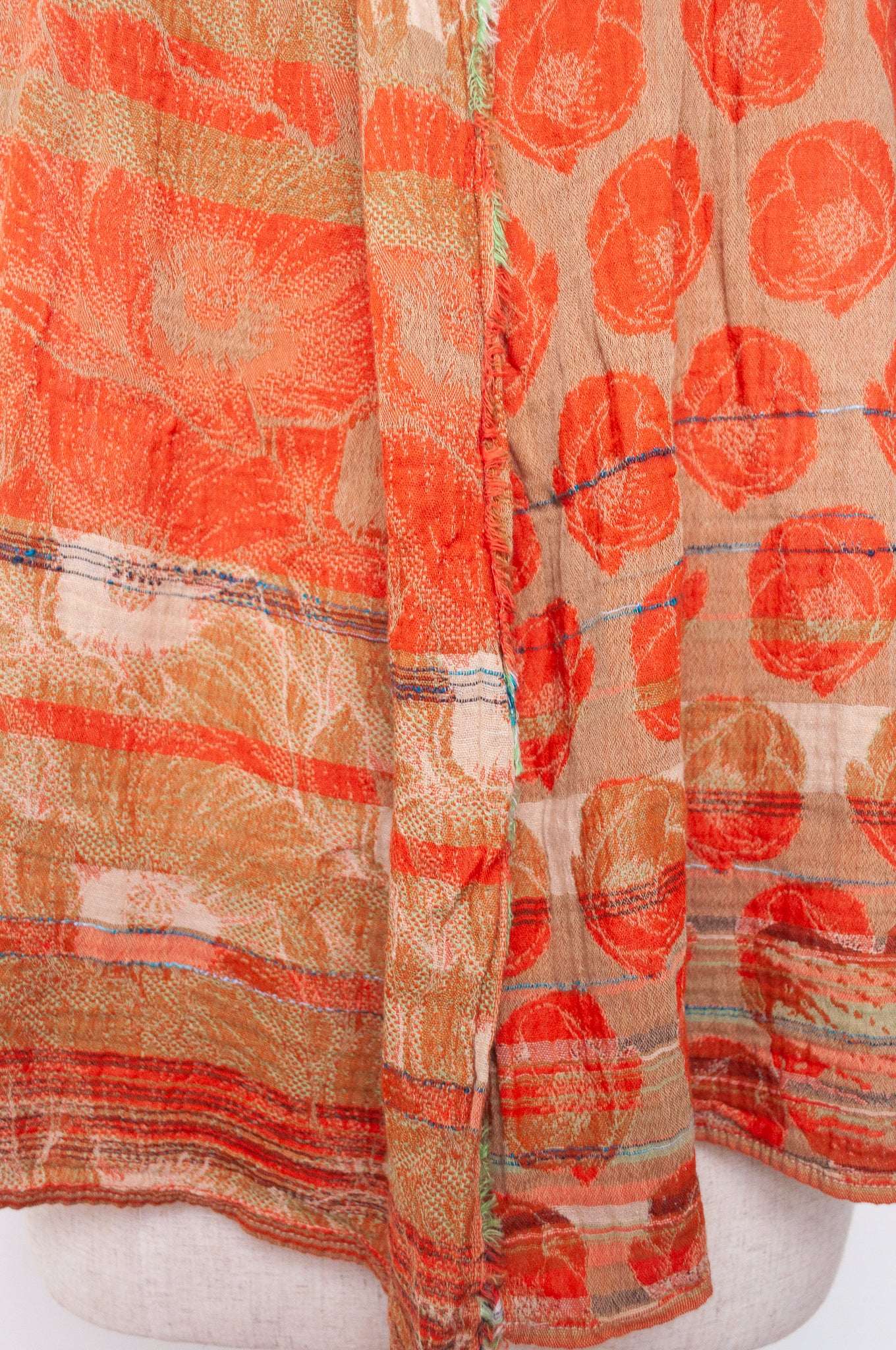 Letol organic cotton jacquard floral scarf Stephanie in Carrot cake orange and taupe.