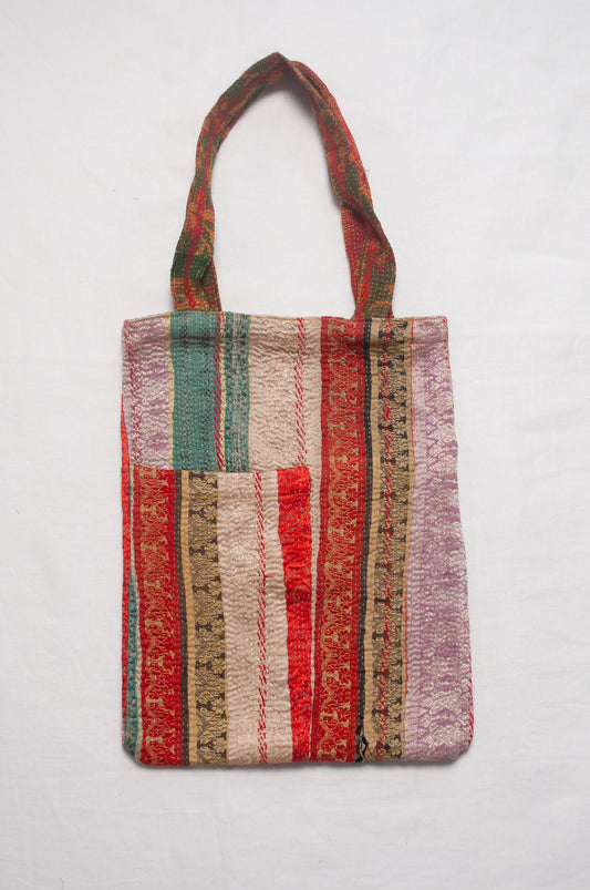 Vintage kantha quilt tote bag.