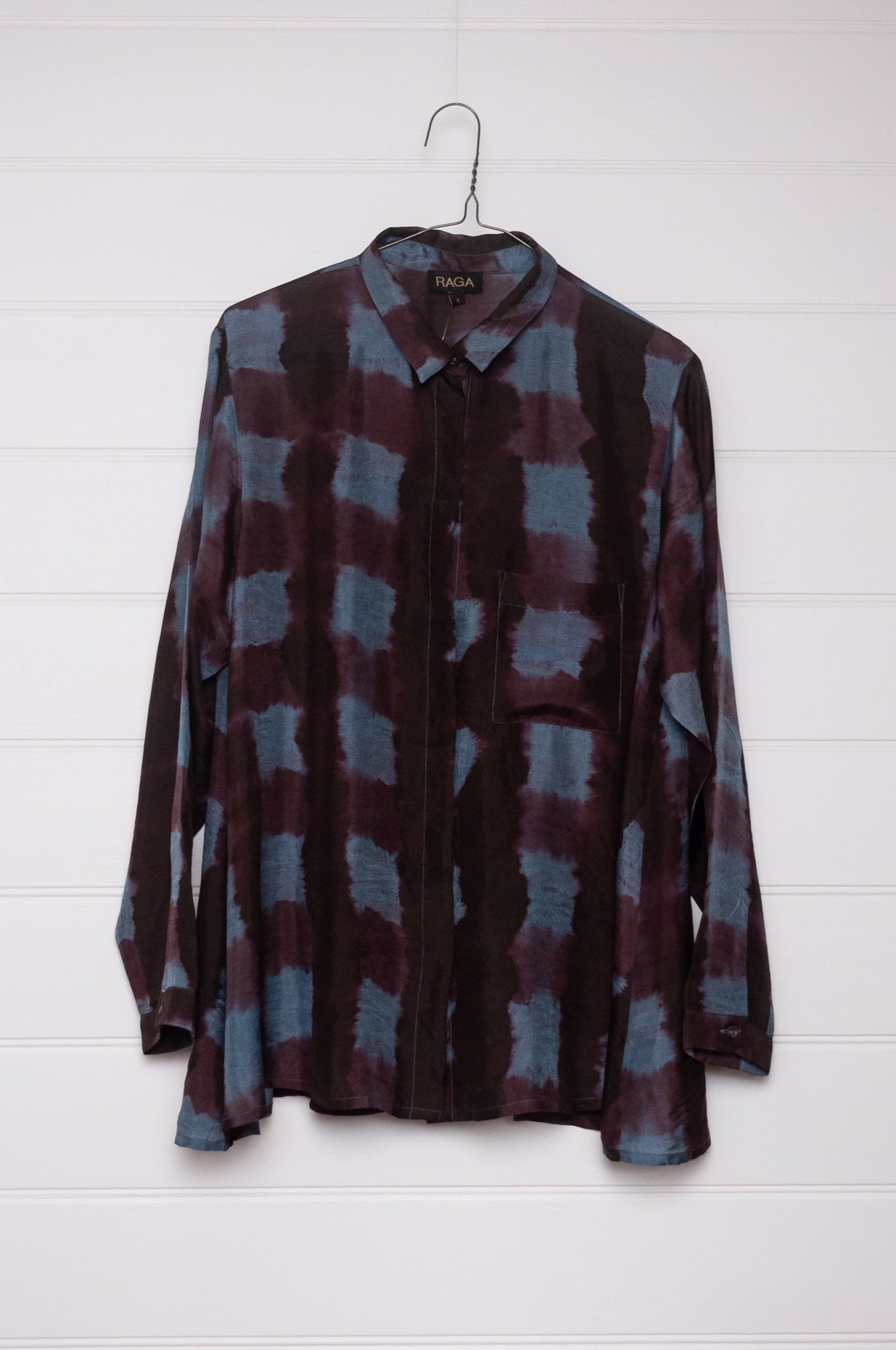 Raga Pabla shirt - wine silk shibori