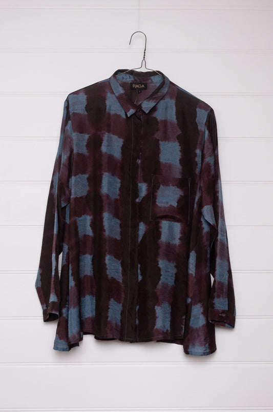 Raga Pabla shirt - wine silk shibori