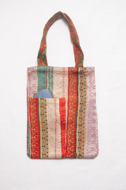 Vintage kantha quilt tote bag.
