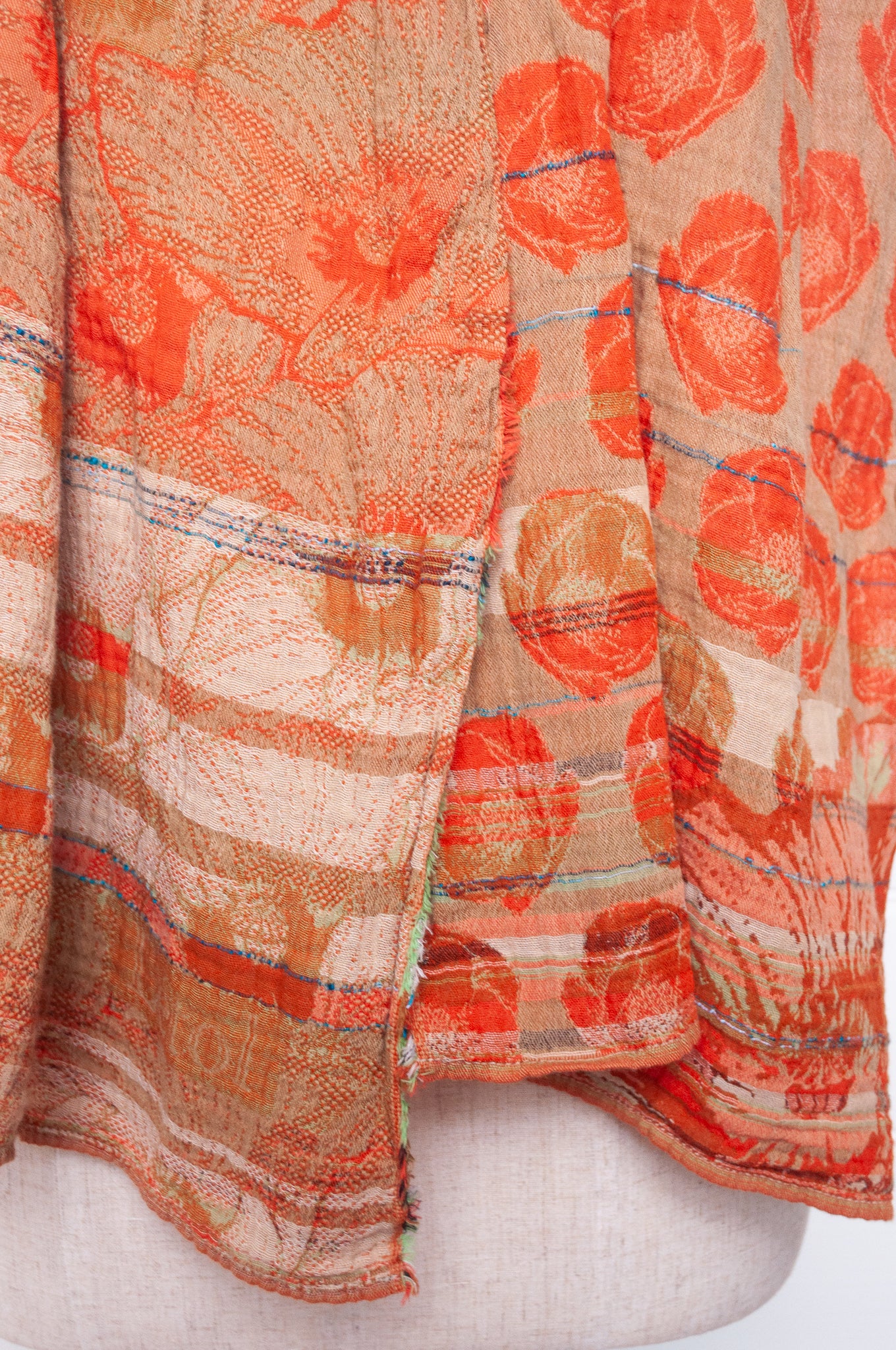 Letol organic cotton jacquard floral scarf Stephanie in Carrot cake orange and taupe.