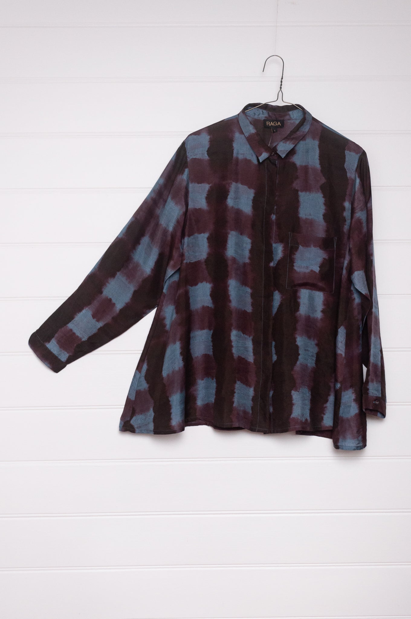 Raga Pabla shirt - wine silk shibori