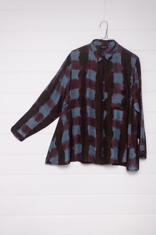 Raga Pabla shirt - wine silk shibori