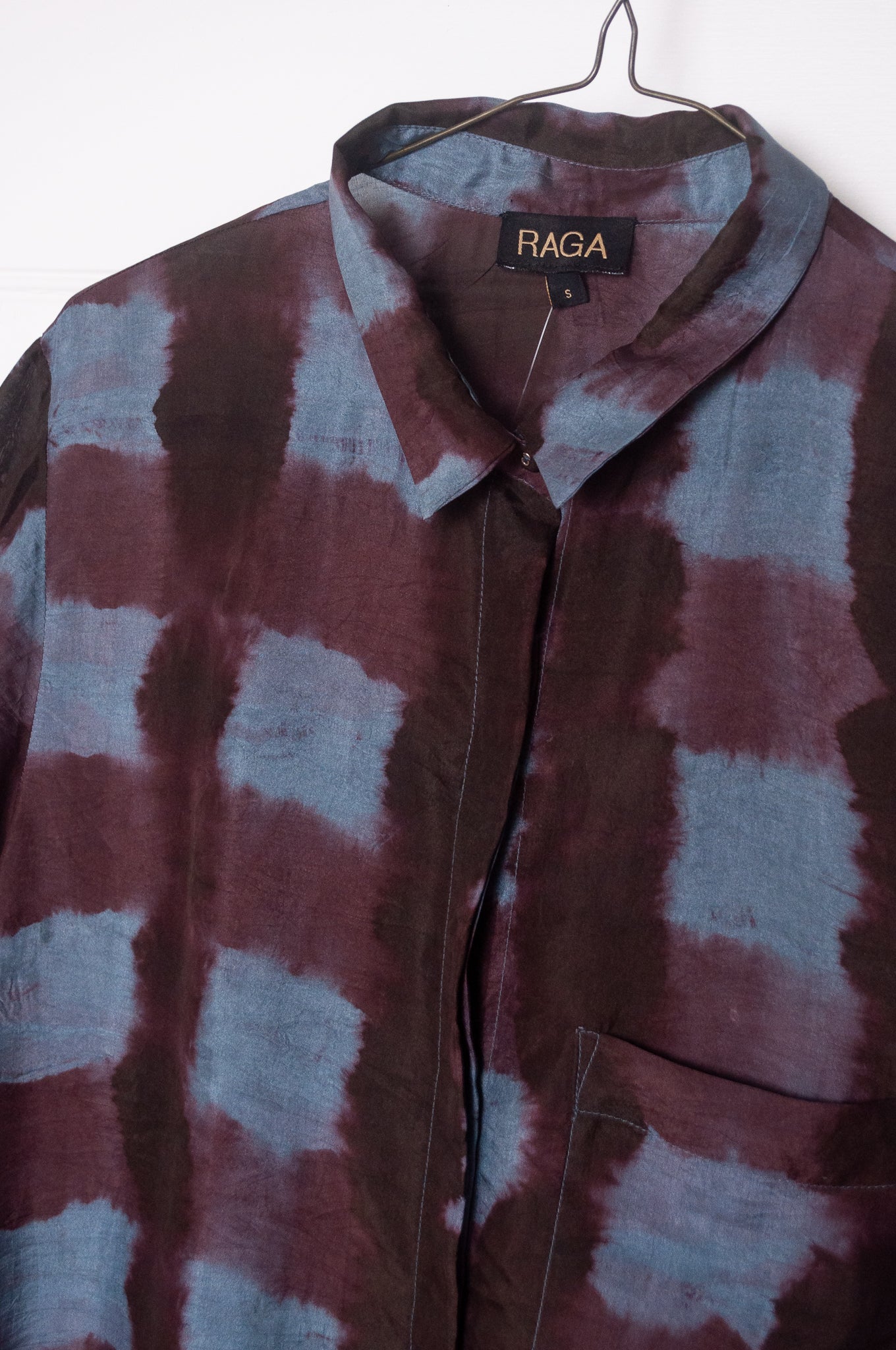 Raga Pabla shirt - wine silk shibori