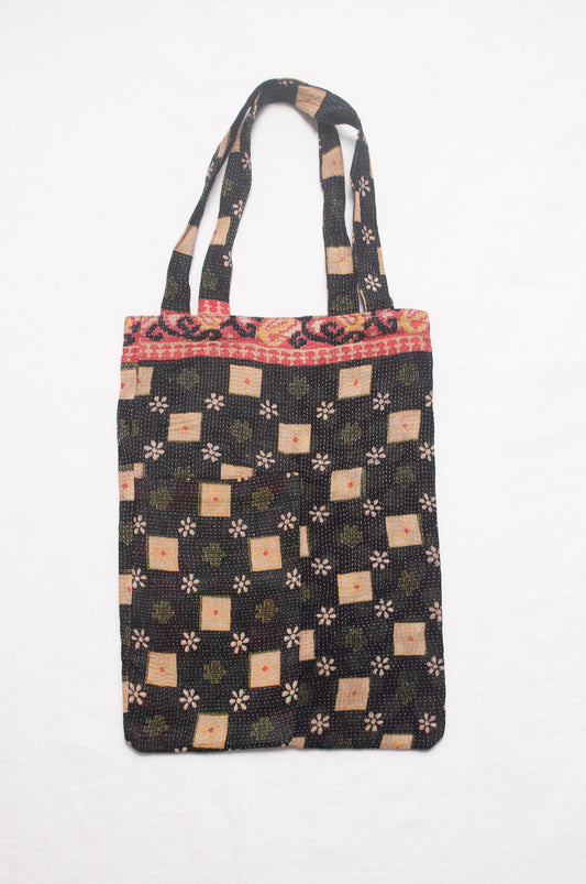 Vintage kantha quilt tote bag.