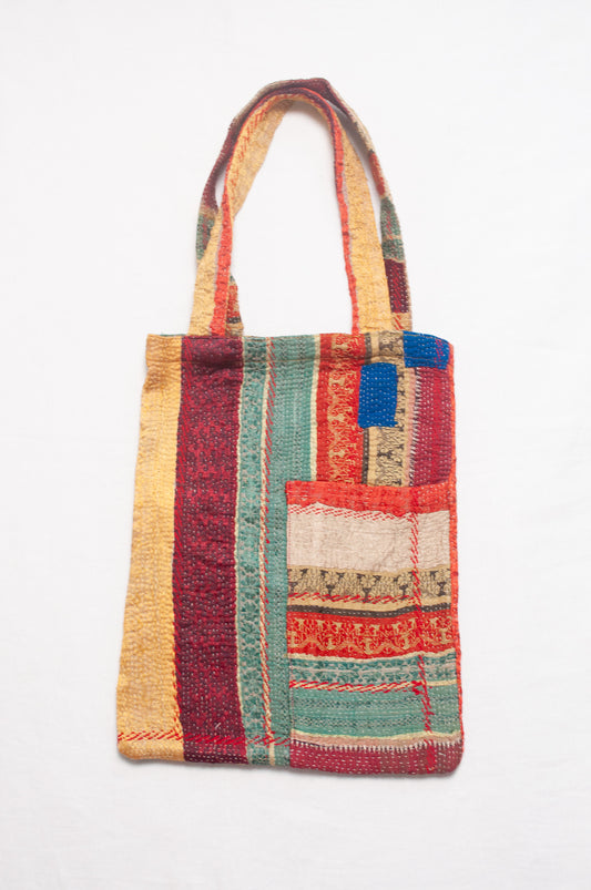 Vintage kantha quilt tote bag.