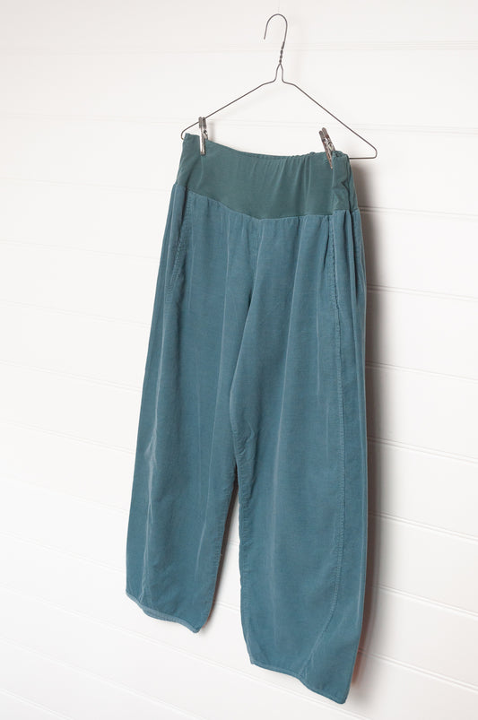 Valia superfine Sydney pants in lightweight fine corduroy in lagoon mid bue.