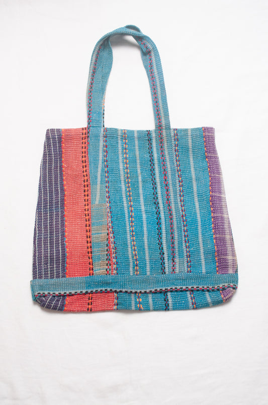 Vintage kantha quilt market tote bag.