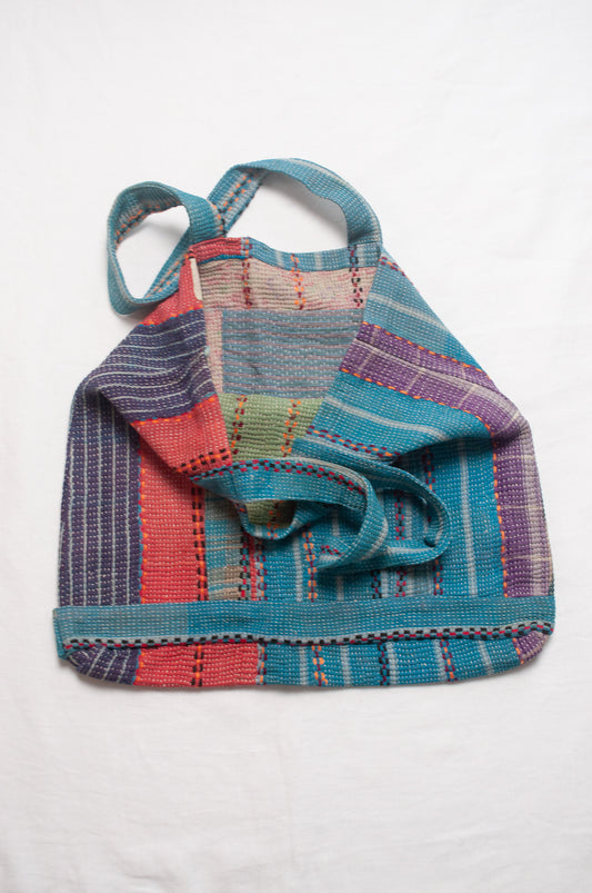 Vintage kantha quilt market tote bag.