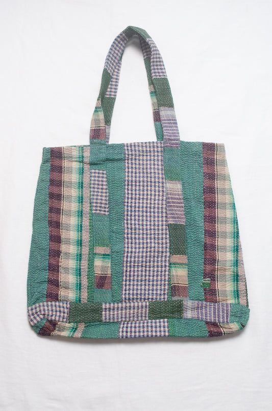 Vintage kantha quilt market tote bag.
