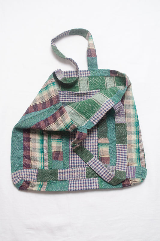 Vintage kantha quilt market tote bag.