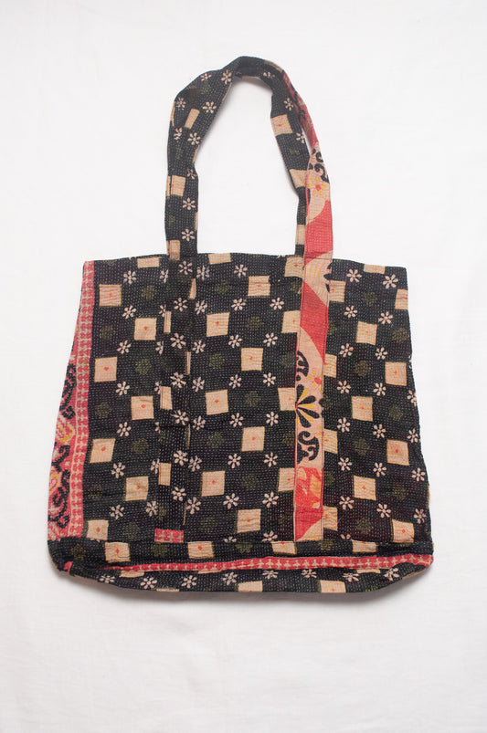 Vintage kantha quilt market tote bag.