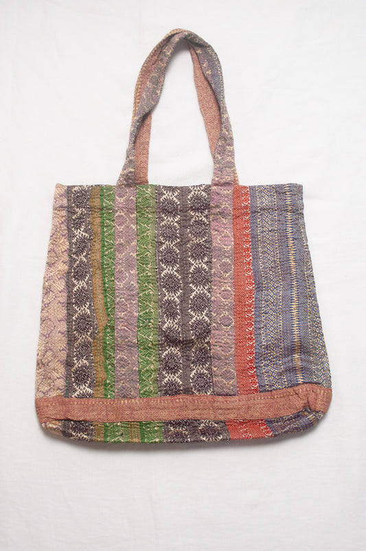 Vintage kantha quilt market tote bag.