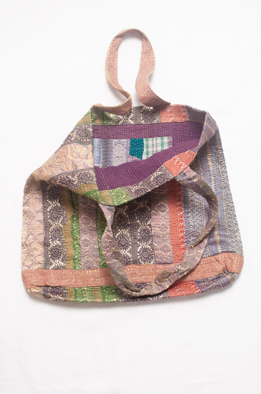 Vintage kantha quilt market tote bag.