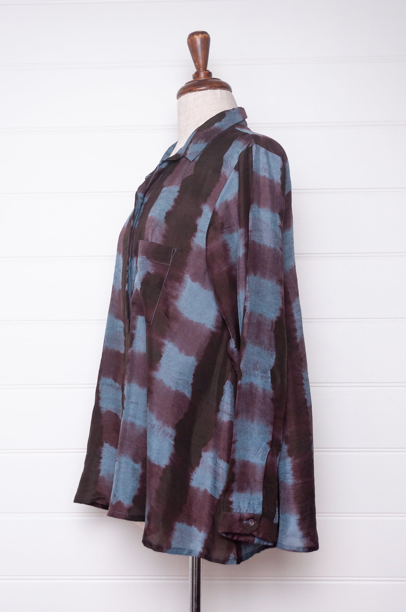 Raga Pabla shirt - wine silk shibori