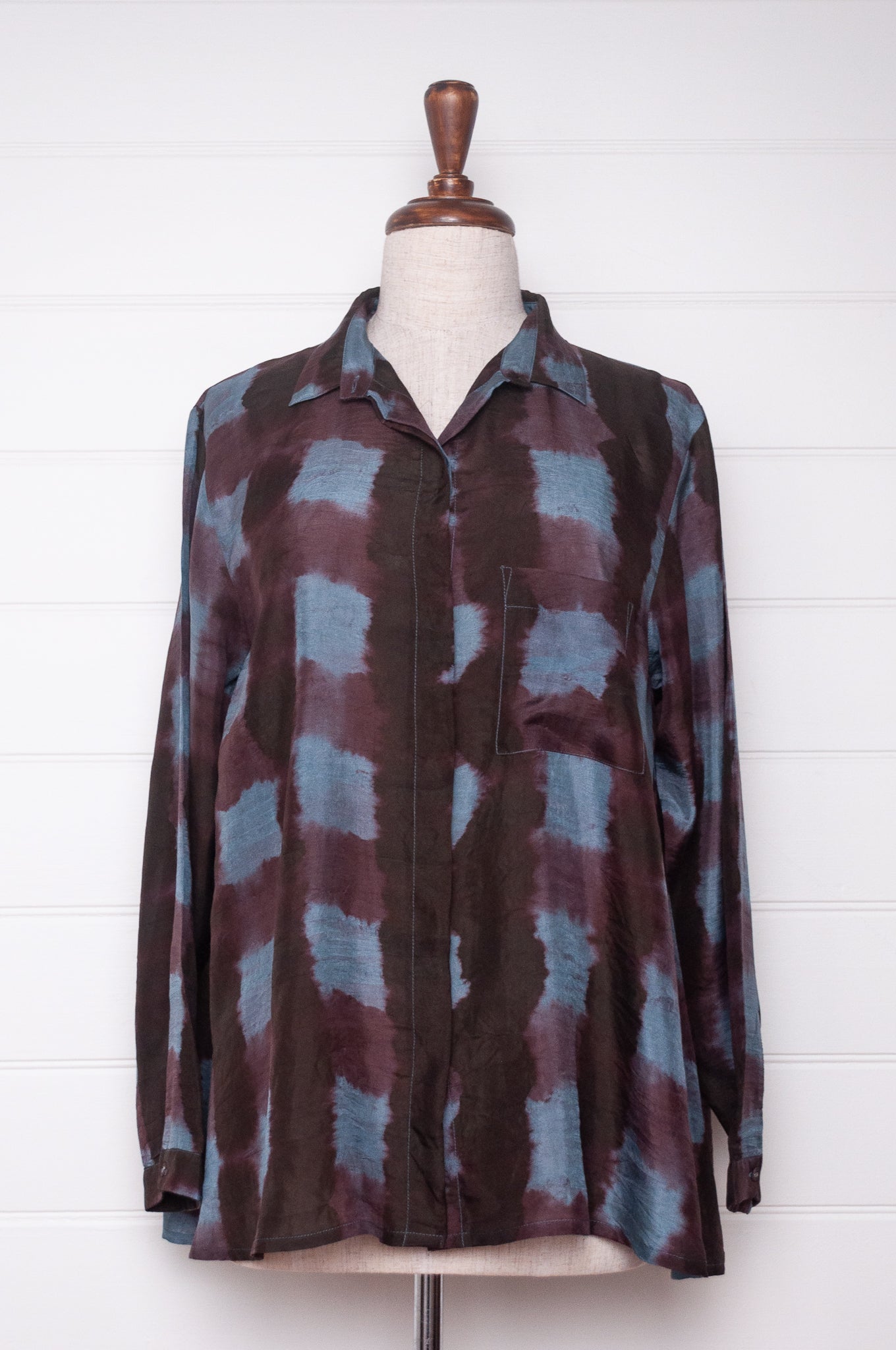 Raga Pabla shirt - wine silk shibori