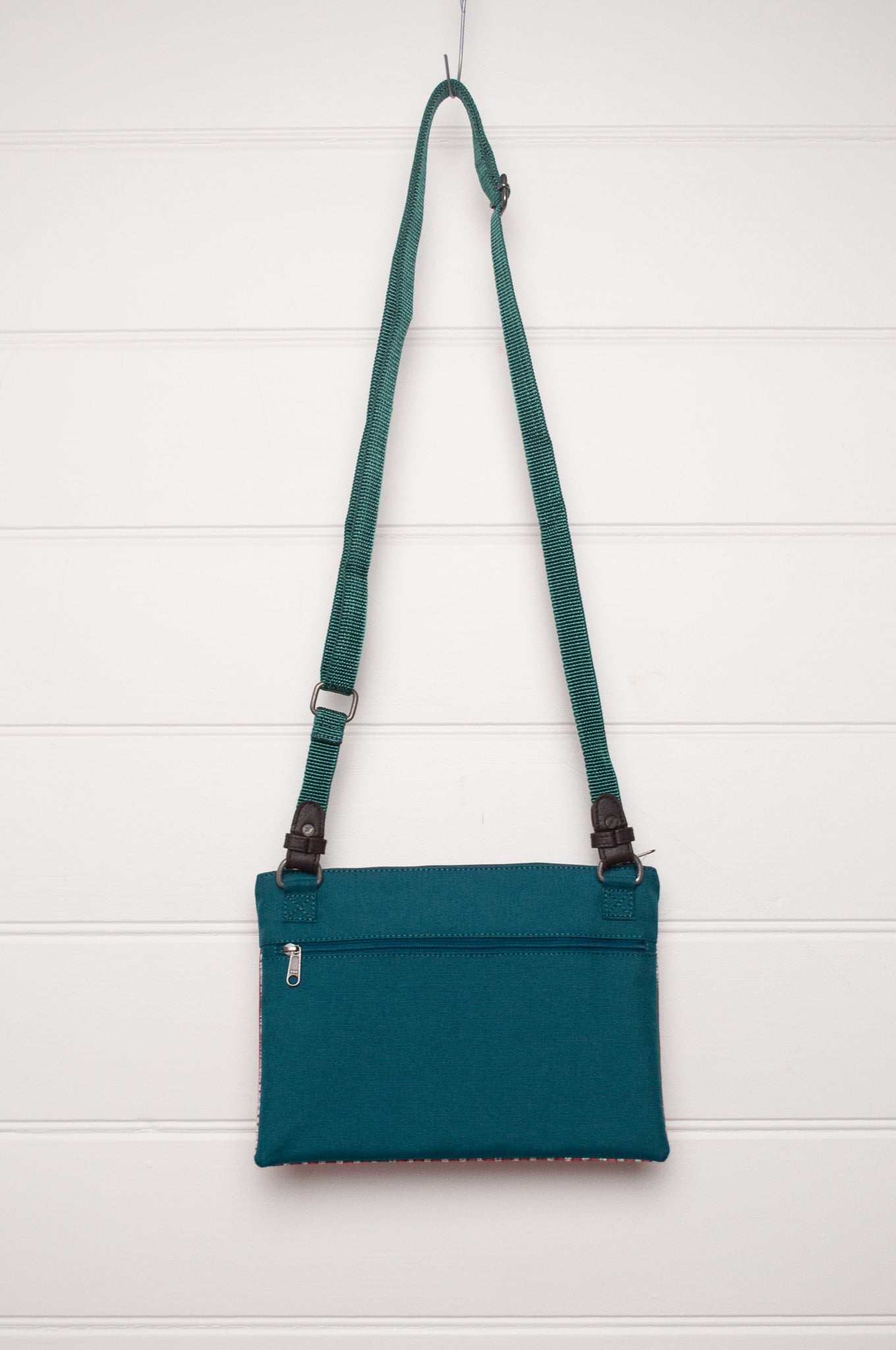 Anna Kaszer cotton canvas Rola mini crossbody bag in green and red.