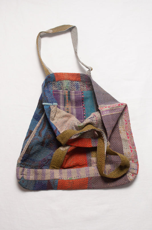Vintage kantha quilt market tote bag.