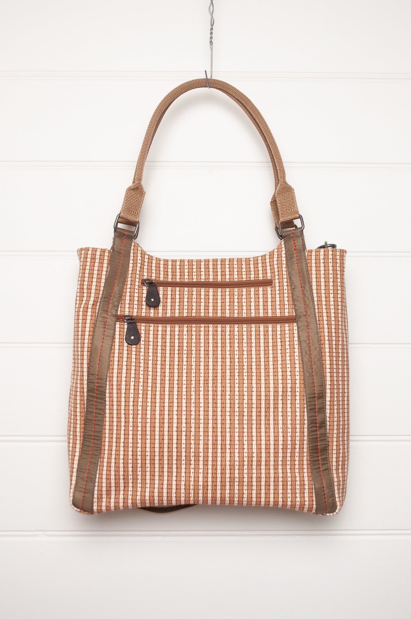 Anna Kaszer Jula cotton canvas tote bag in mustard and taupe.
