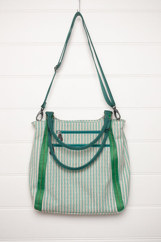 Anna Kaszer Jula cotton canvas tote bag in green and blue.