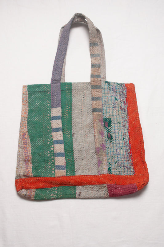Vintage kantha quilt market tote bag.