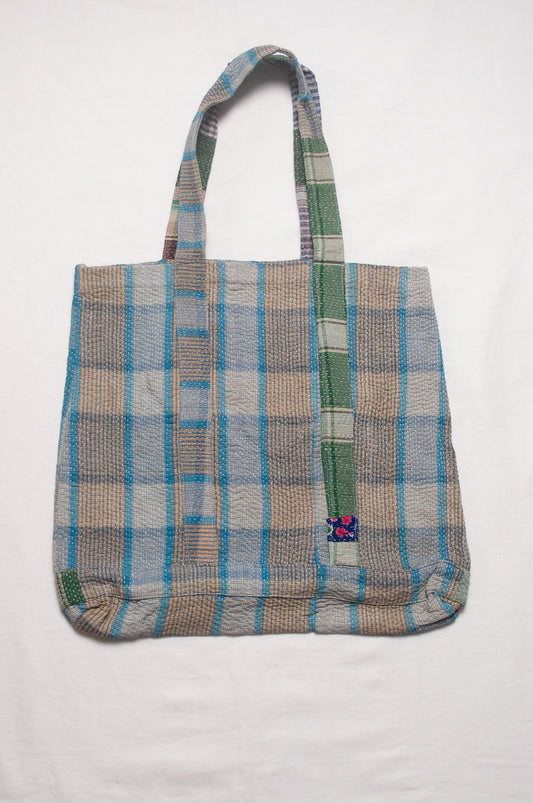 Vintage kantha quilt market tote bag.