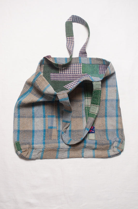 Vintage kantha quilt market tote bag.