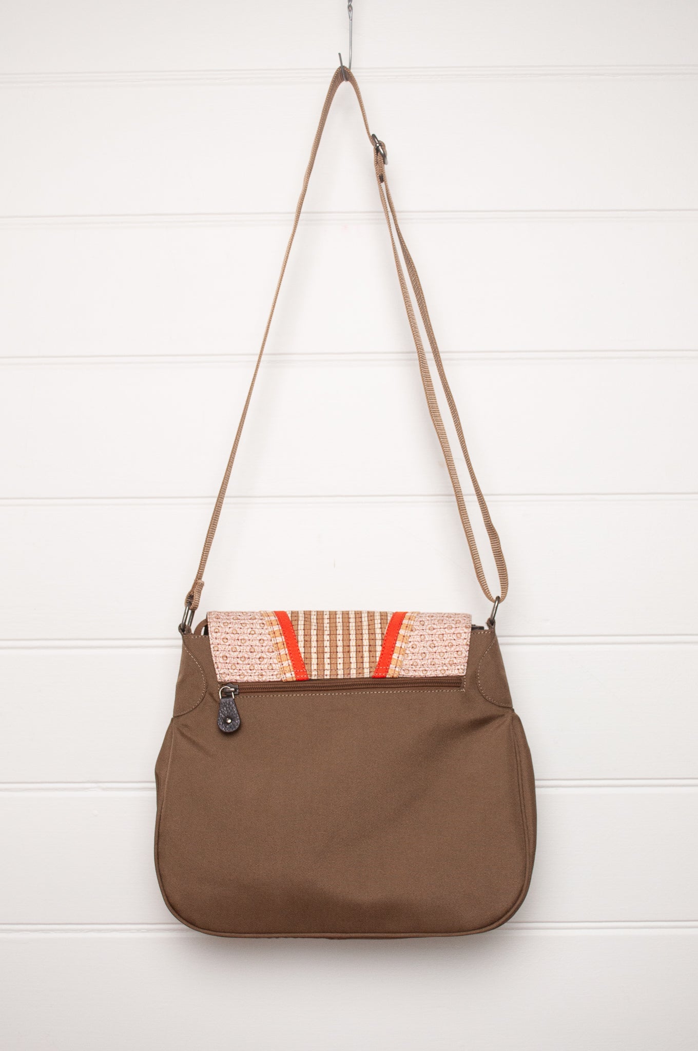 Anna Kaszer cotton canvas Ionza handbag in taupe and mustard.