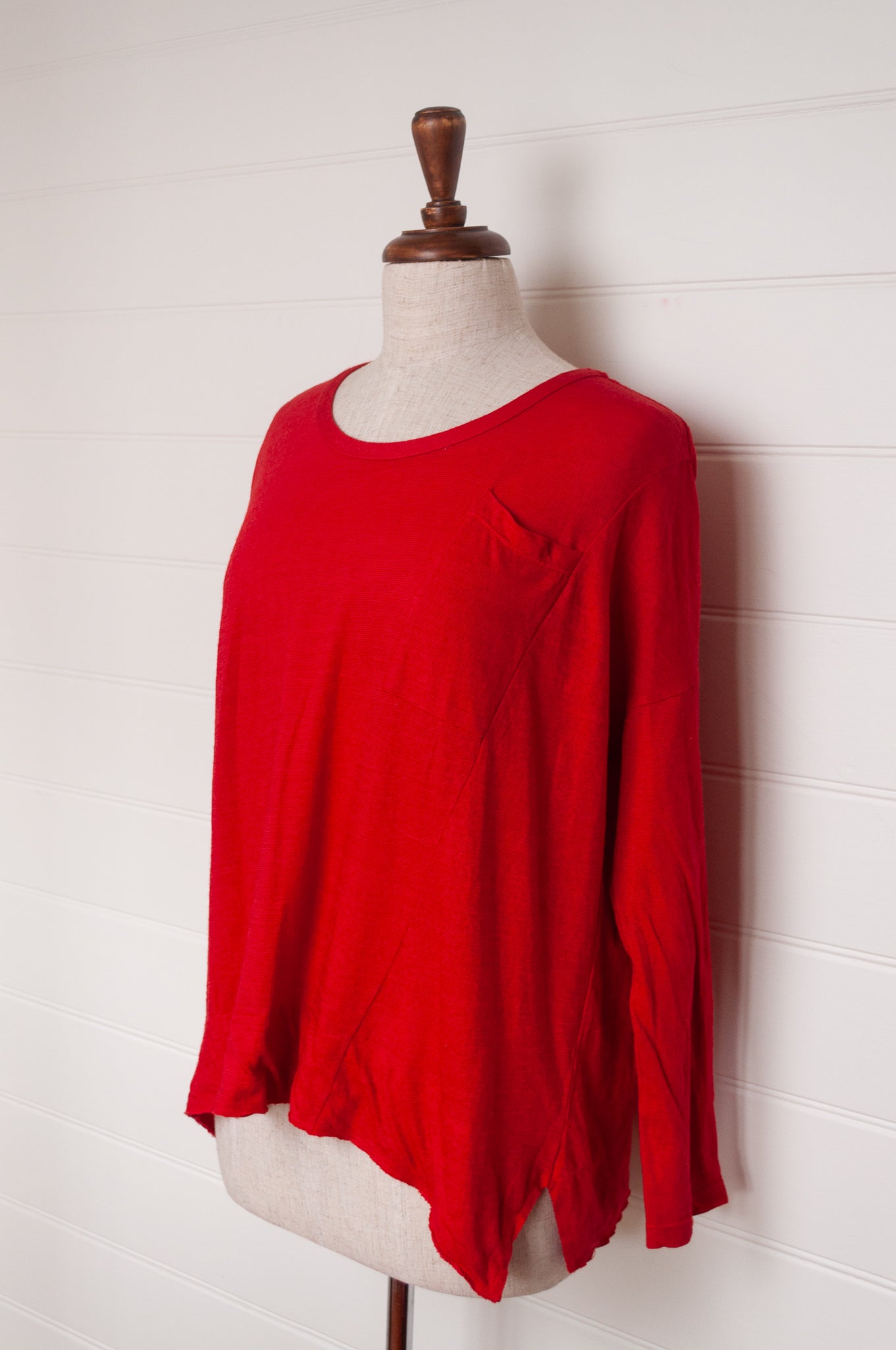 Valia merino wool jersey Dream tunic in red.
