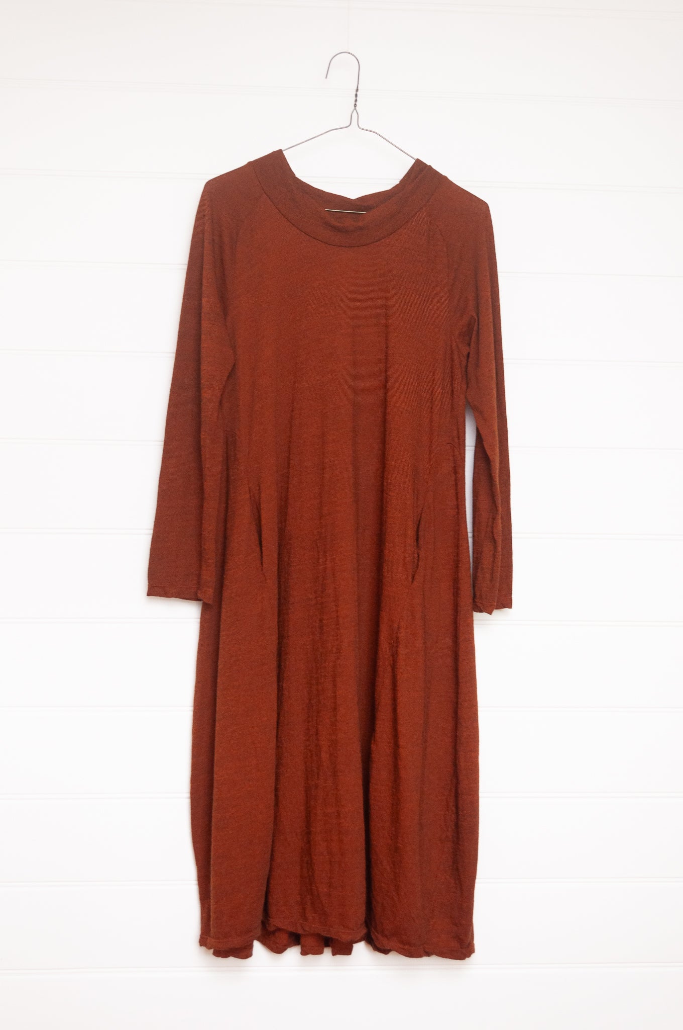 Valia merino wool jersey Prado dress in desert tan.
