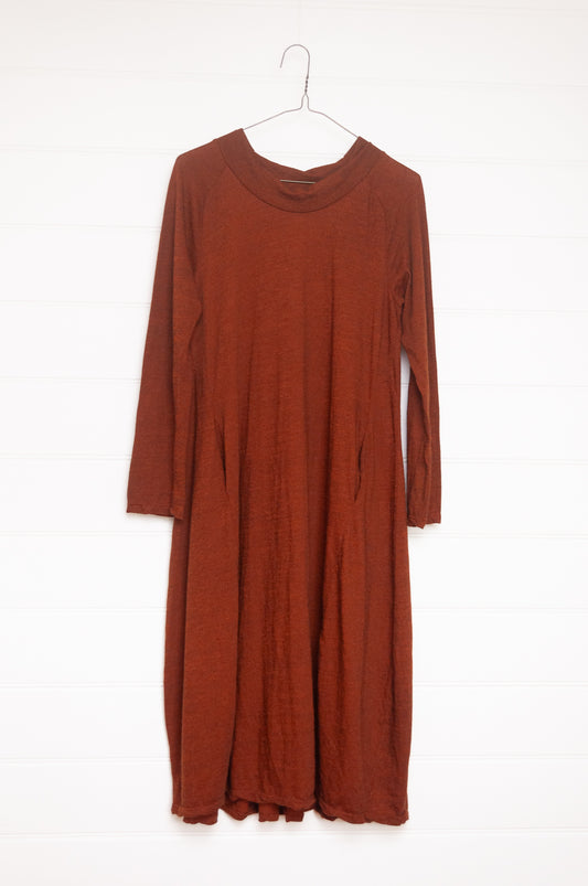 Valia merino wool jersey Prado dress in desert tan.