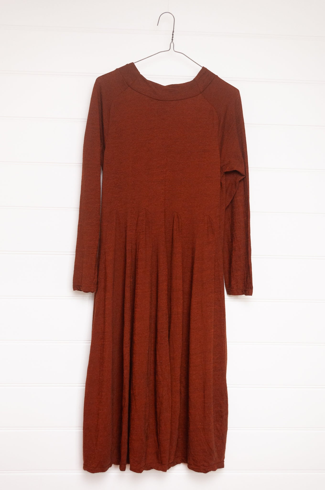 Valia merino wool jersey Prado dress in desert tan.