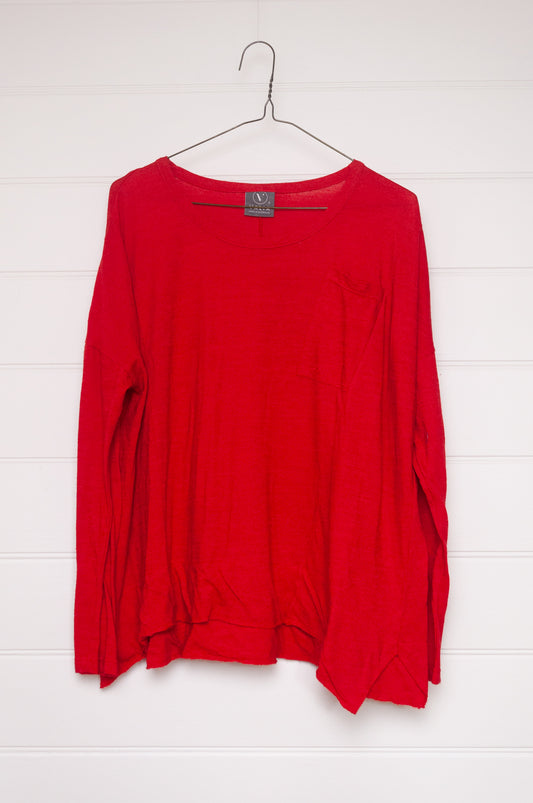 Valia merino wool jersey Dream tunic in red.