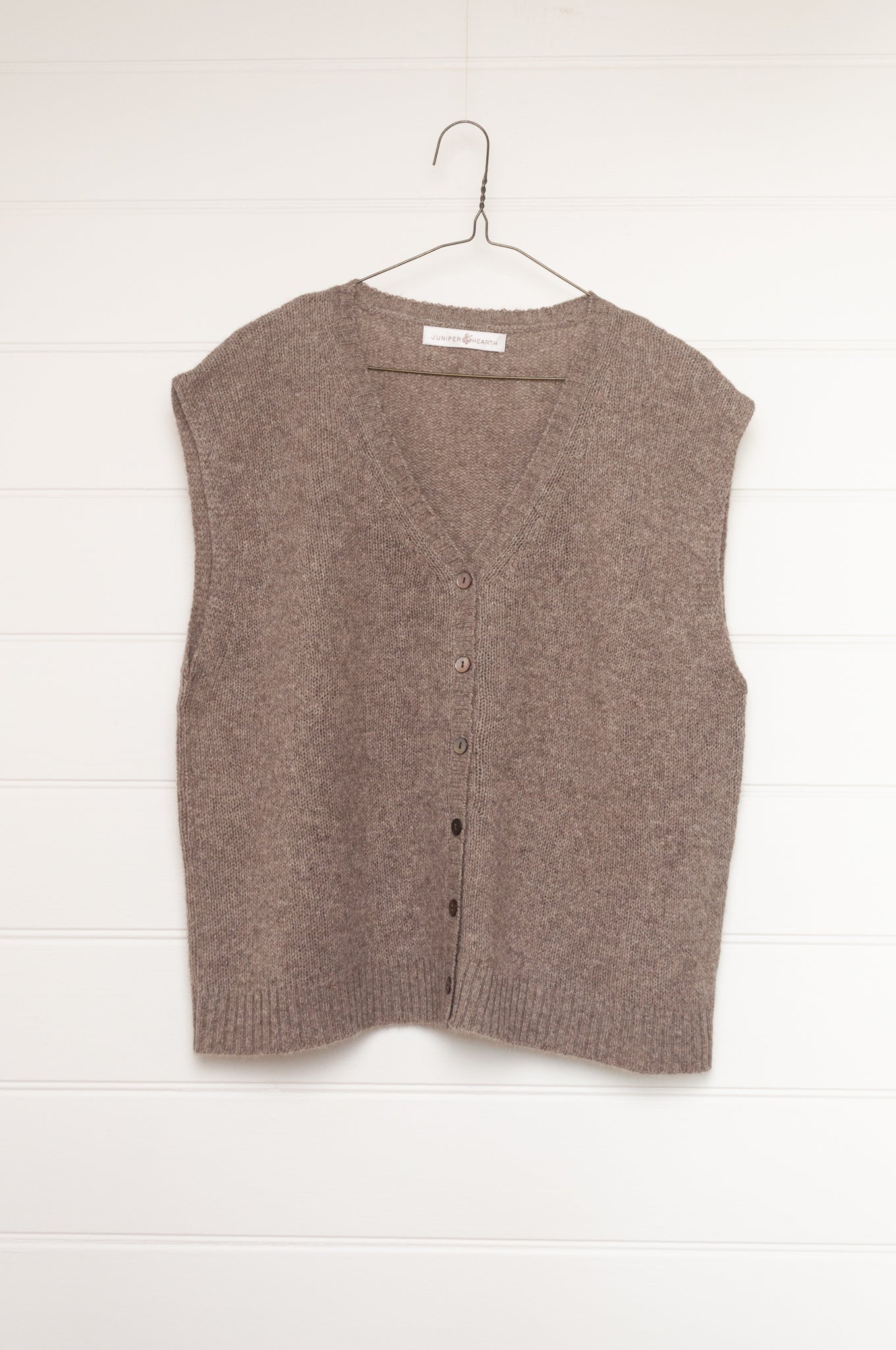 Baby yak wool natural yak wool knitted button up V-neck vest.