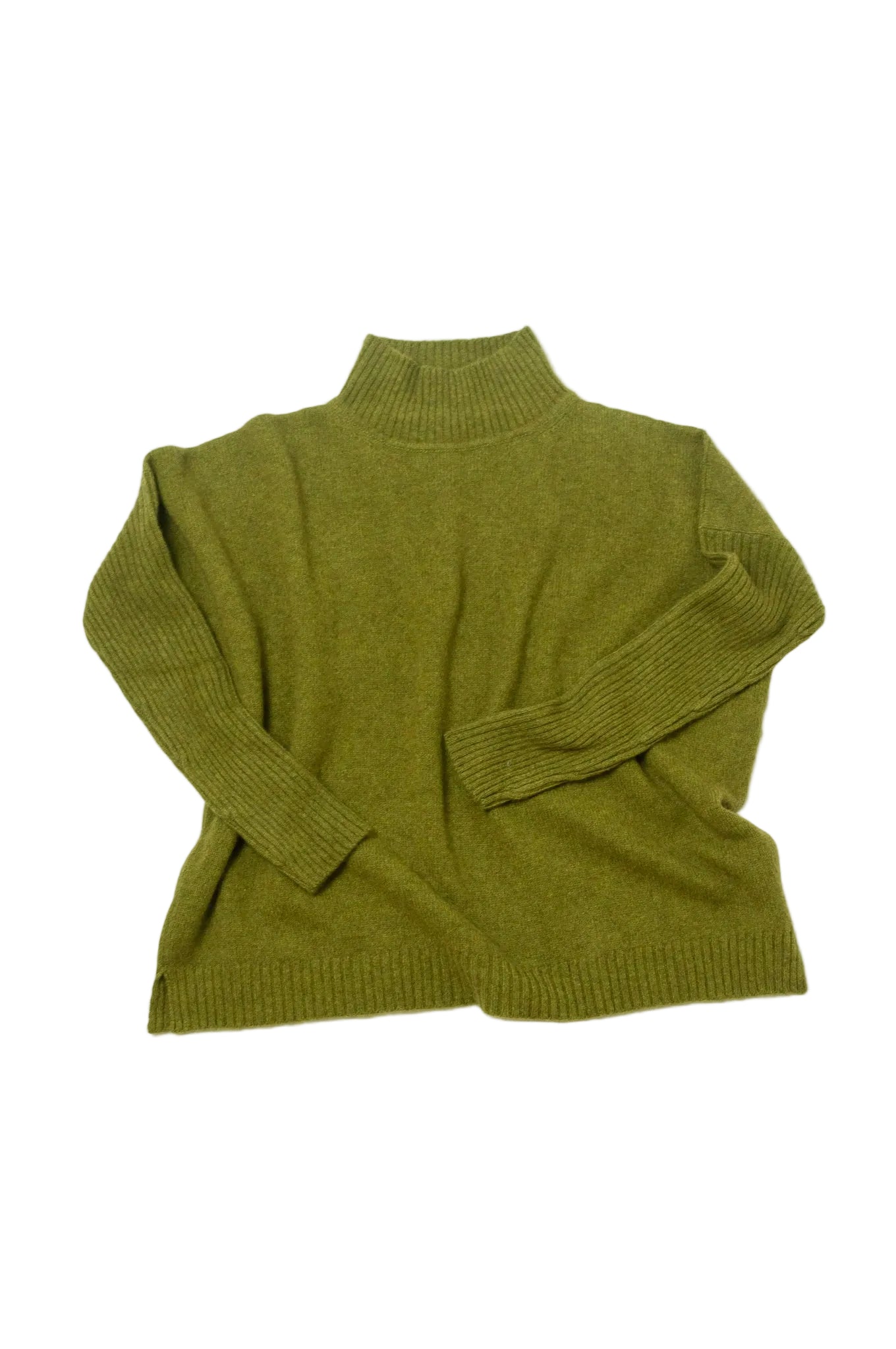 Baby yak wool one size Maxim sweater in chartreuse green.