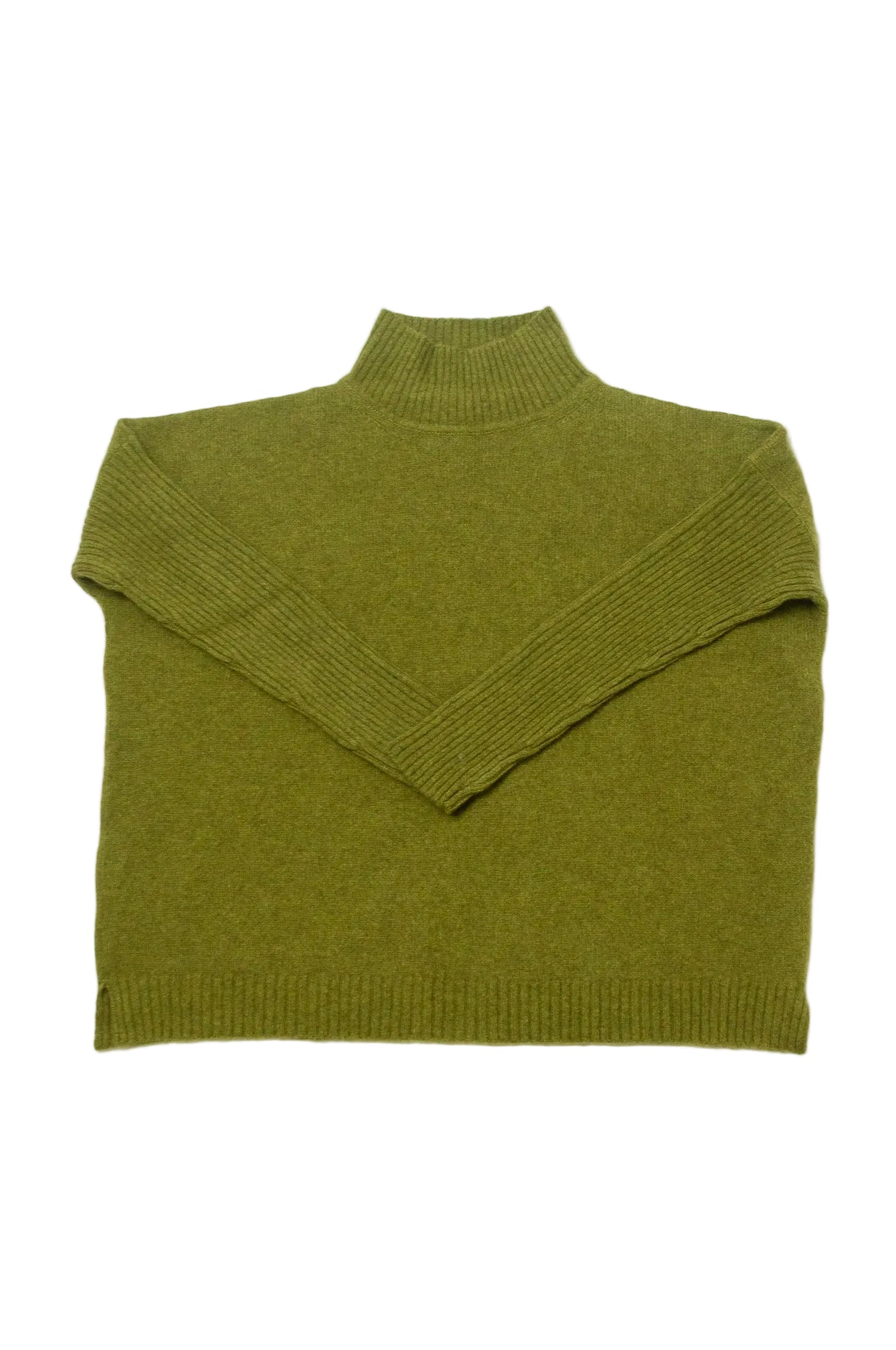 Baby yak wool one size Maxim sweater in chartreuse green.