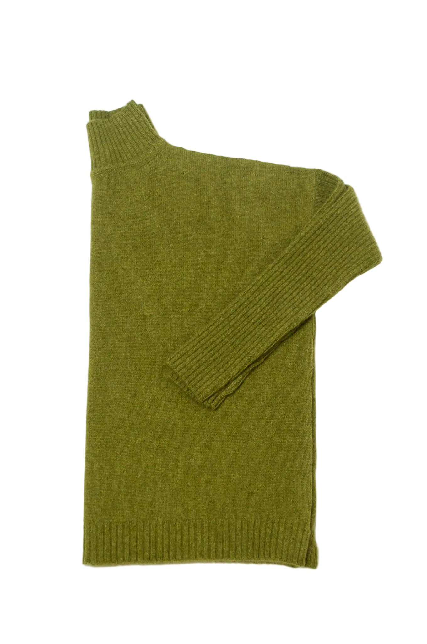 Baby yak wool one size Maxim sweater in chartreuse green.