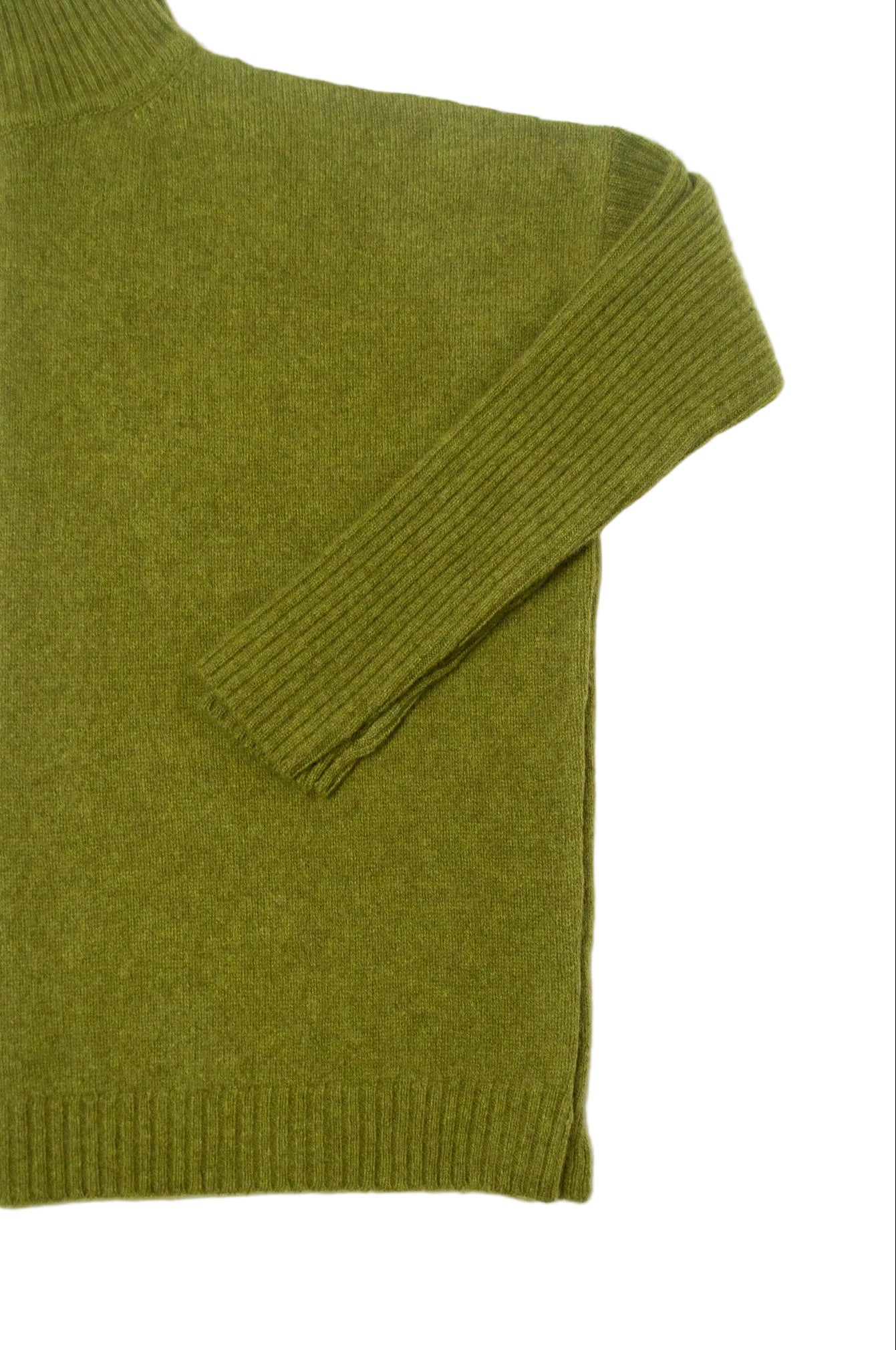 Baby yak wool one size Maxim sweater in chartreuse green.