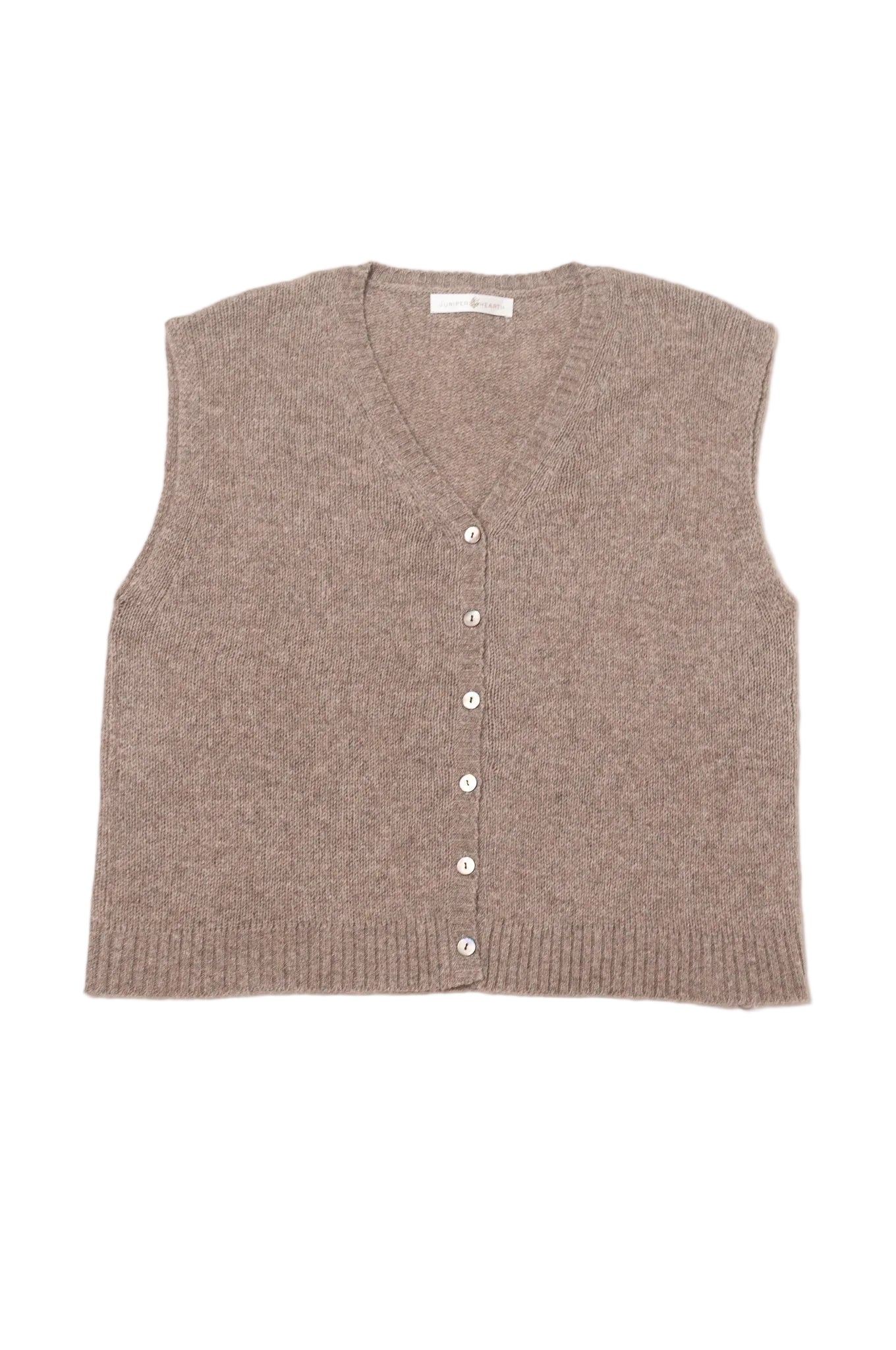 Baby yak wool natural yak wool knitted button up V-neck vest.
