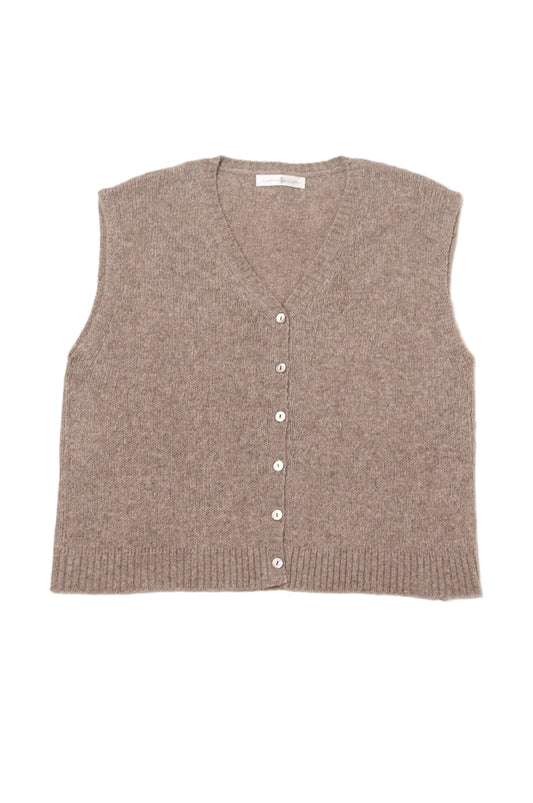 Baby yak wool natural yak wool knitted button up V-neck vest.