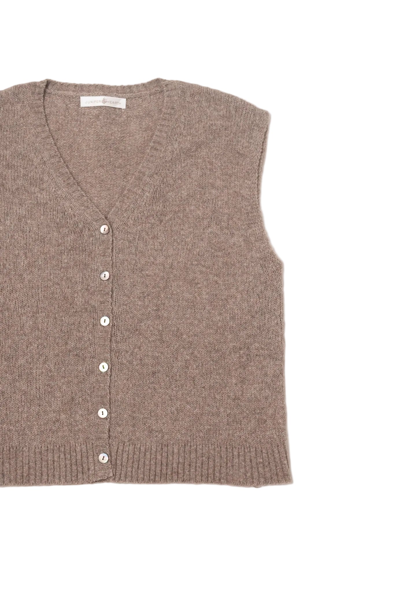 Baby yak wool natural yak wool knitted button up V-neck vest.