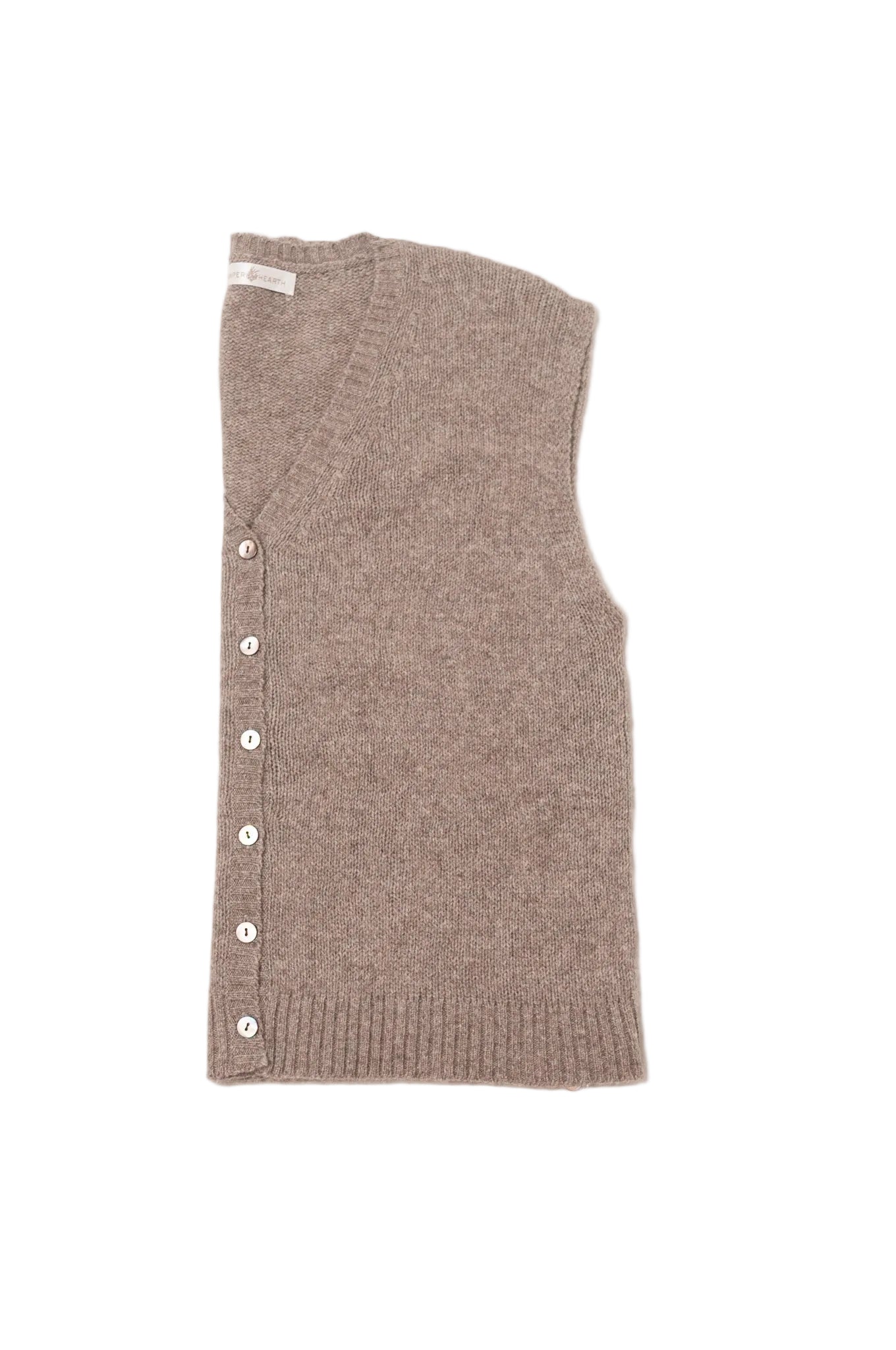 Baby yak wool natural yak wool knitted button up V-neck vest.