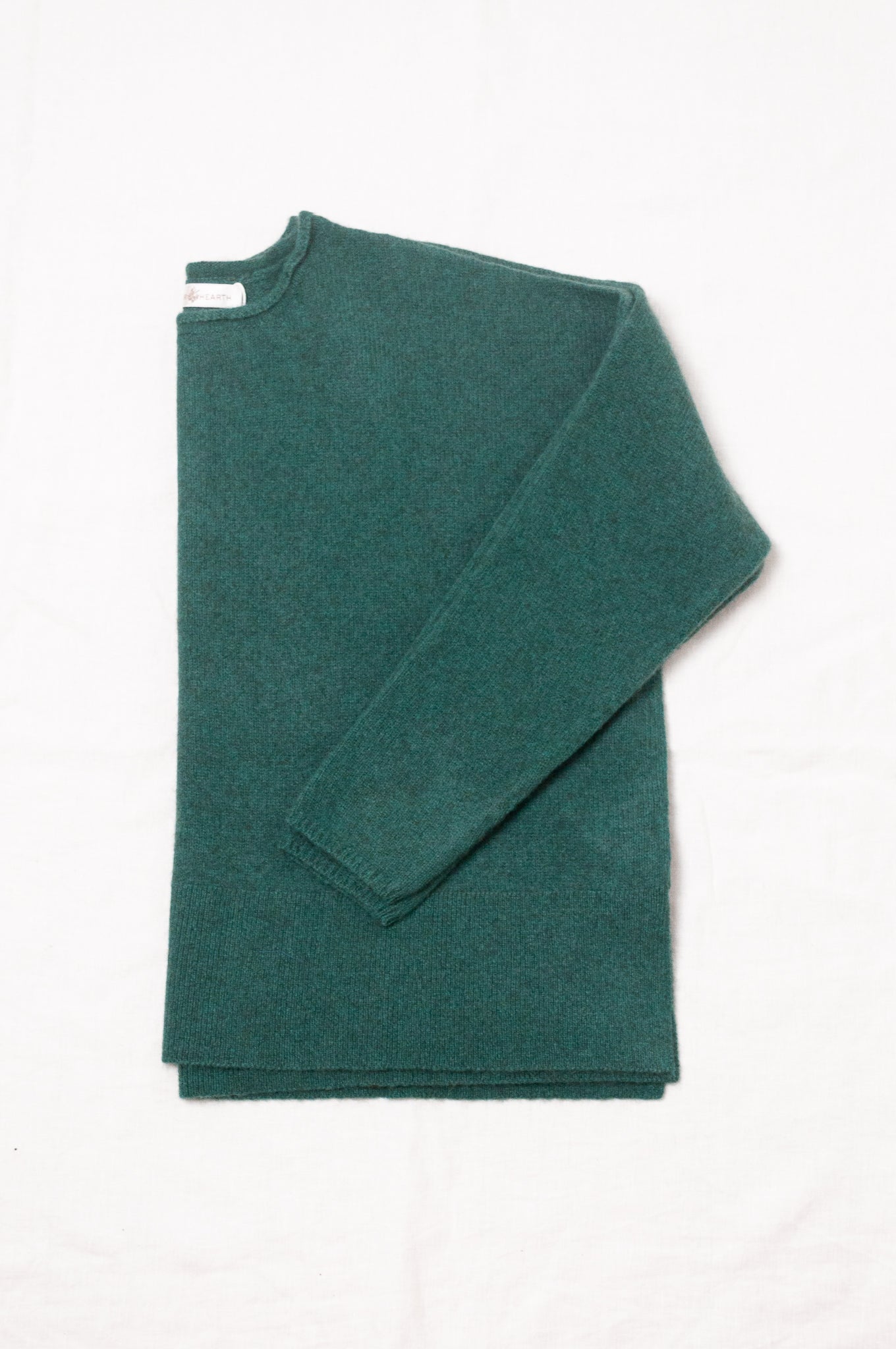 Baby yak Iris round neck sweater in emerald green.