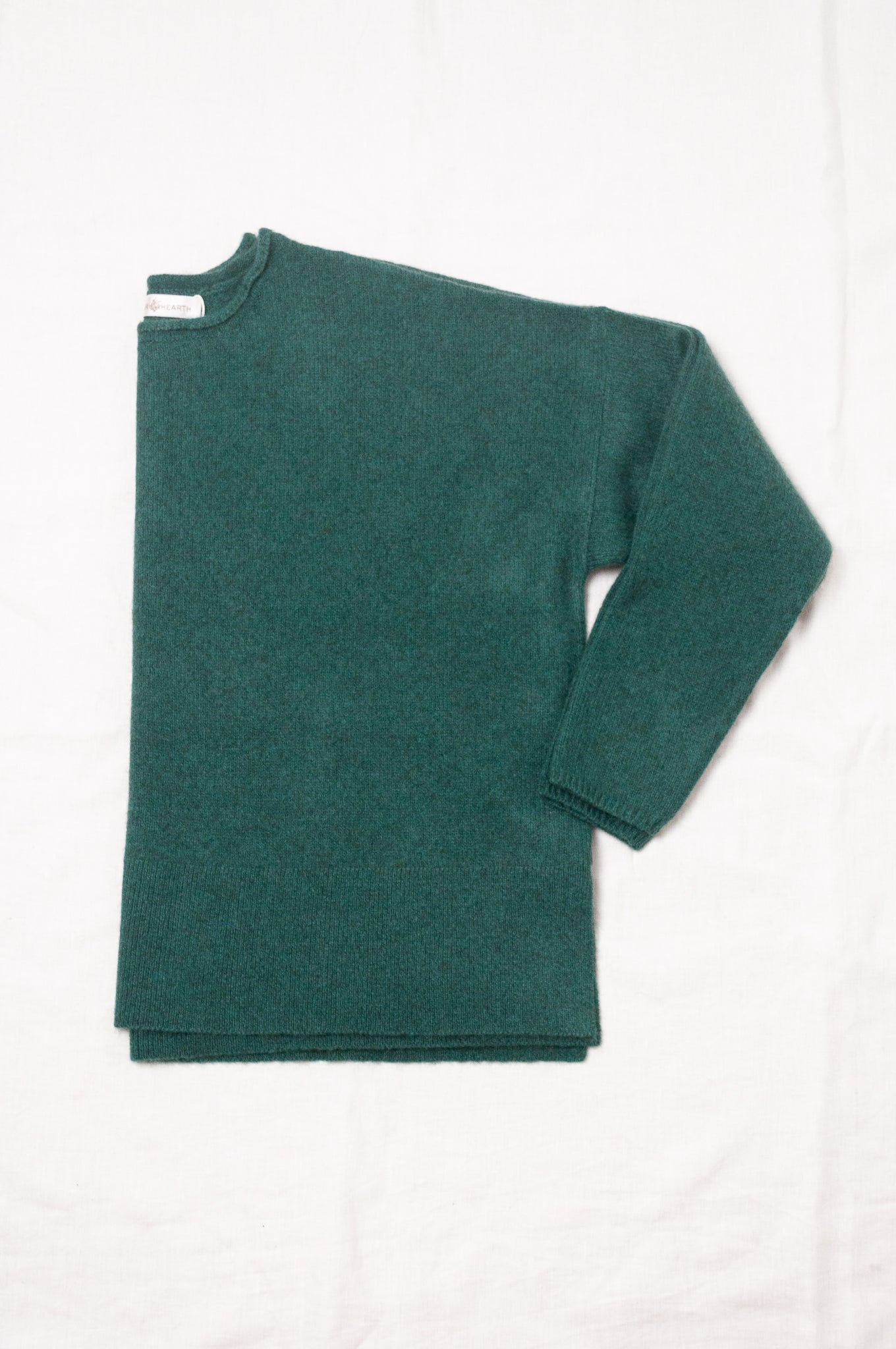 Baby yak Iris round neck sweater in emerald green.
