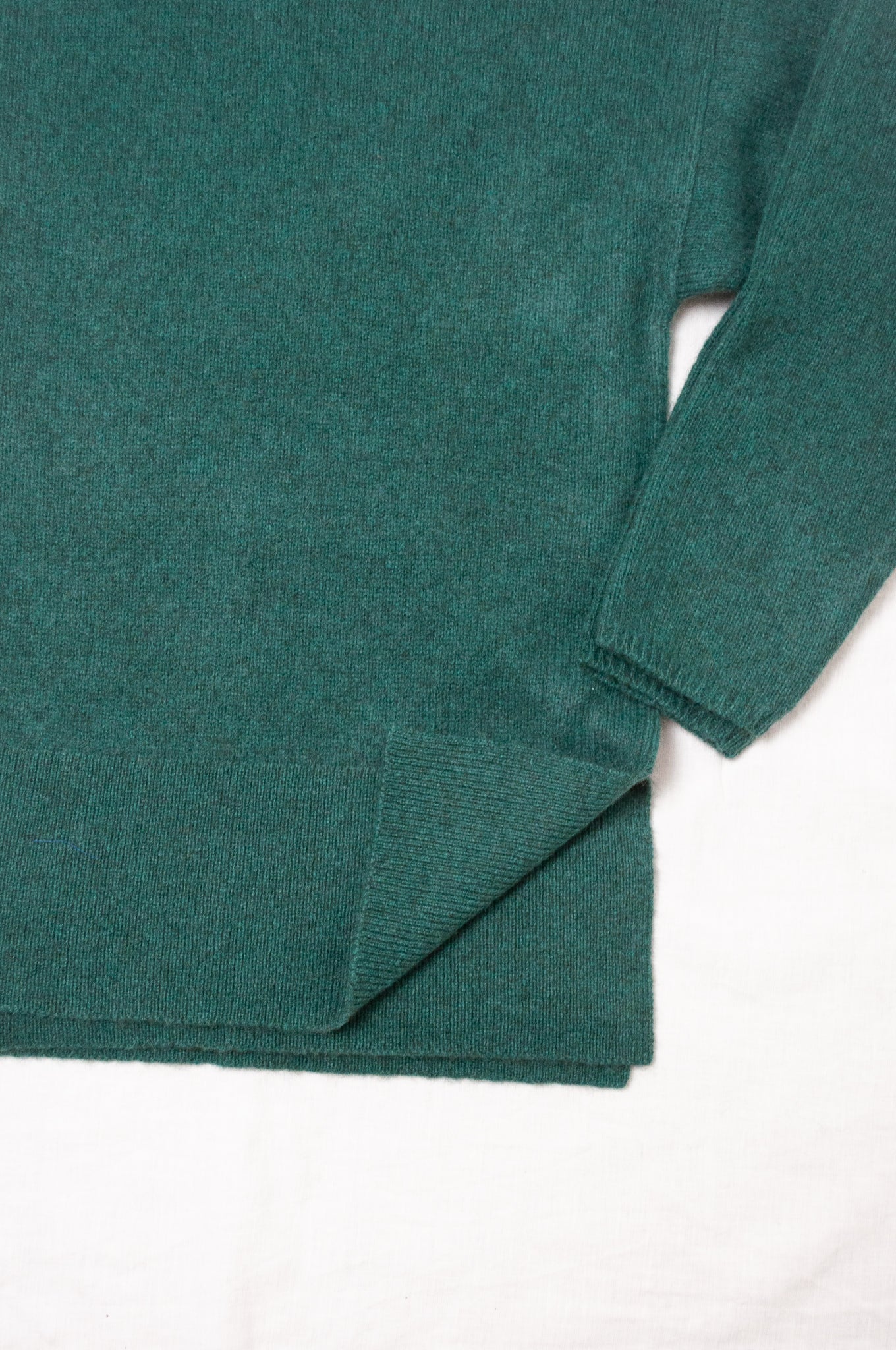 Baby yak Iris round neck sweater in emerald green.