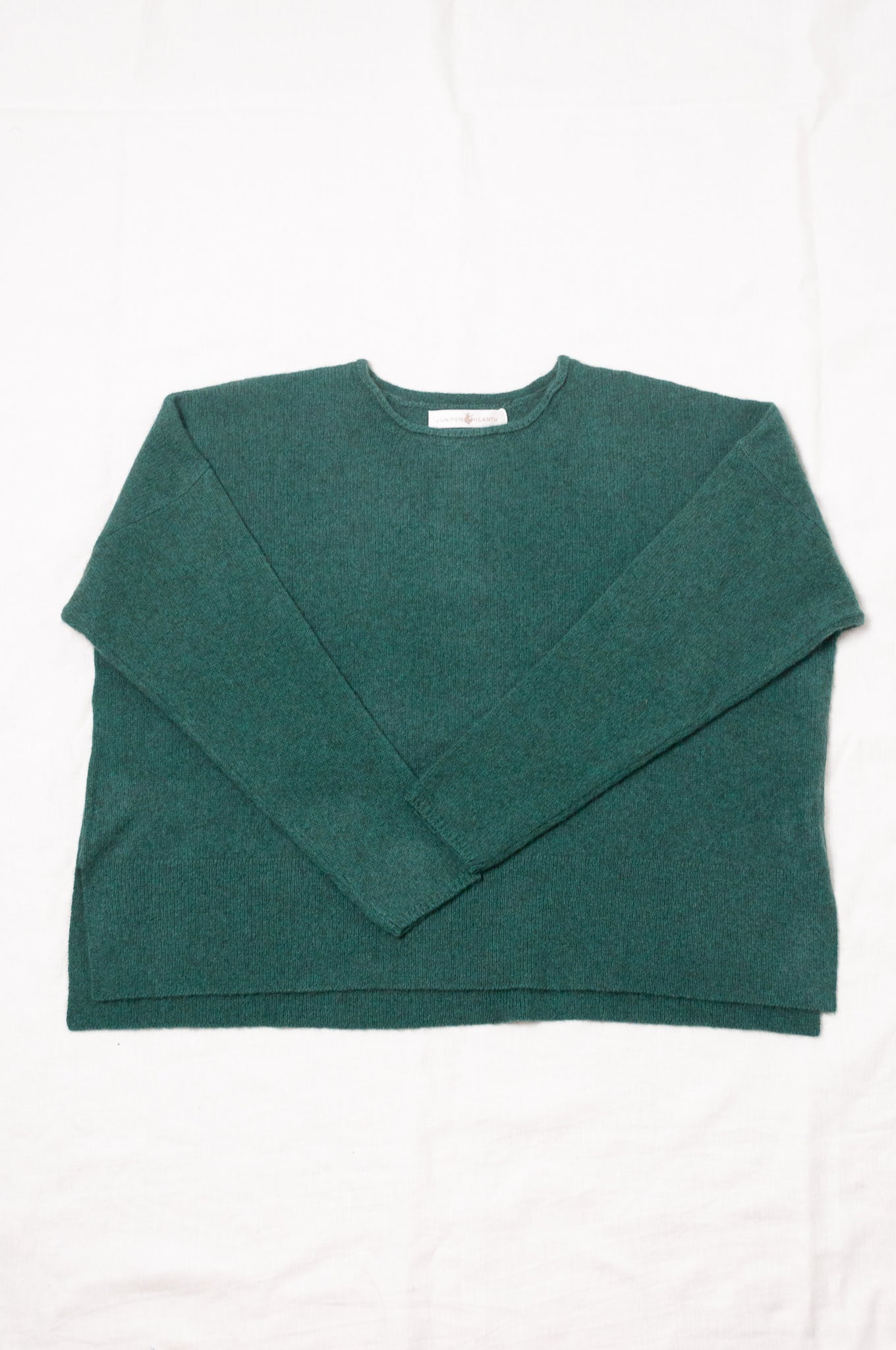 Baby yak Iris round neck sweater in emerald green.