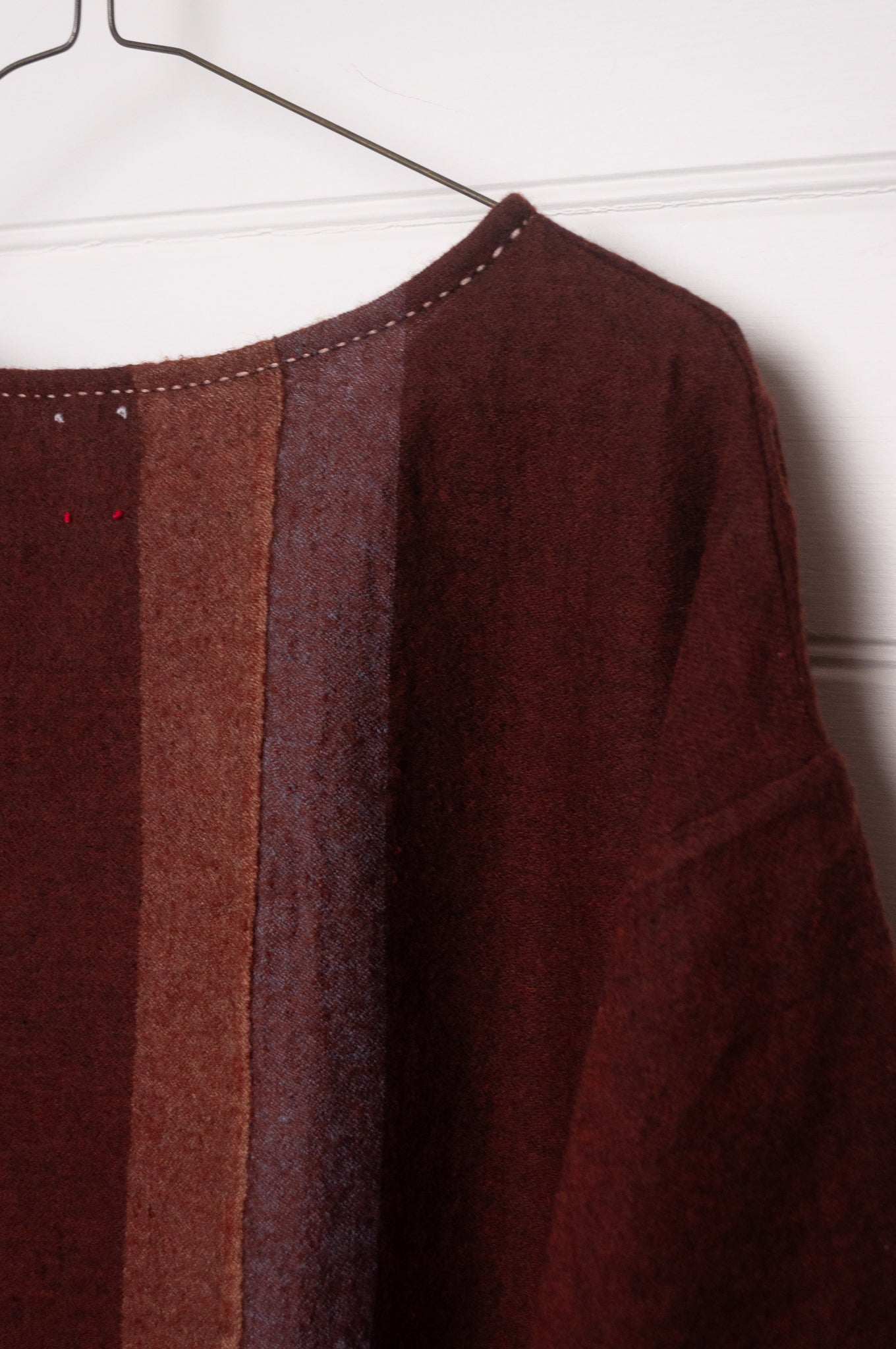 DVE wool Padma loose fitting three quarter sleeve dress in pinecone russet brown.